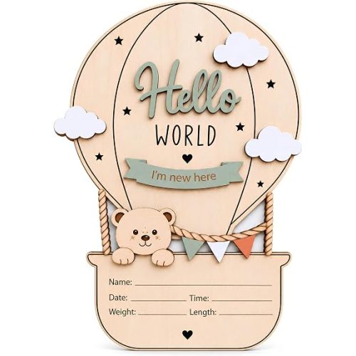 Hello World Newborn Sign Announcement Hospital for Boy (HW11)