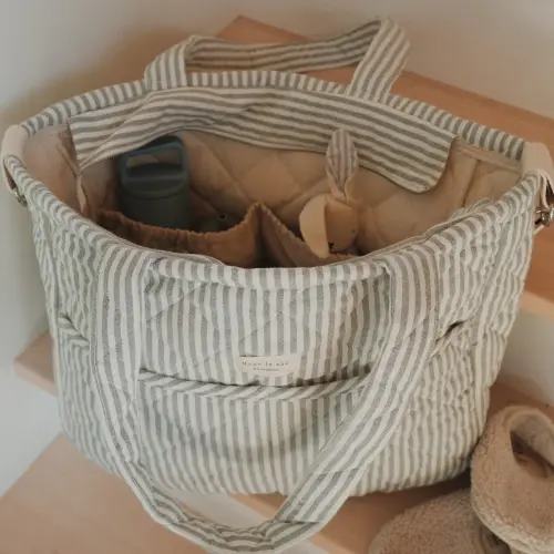 Diaper bag - Sage Stripes or Gingham Sage