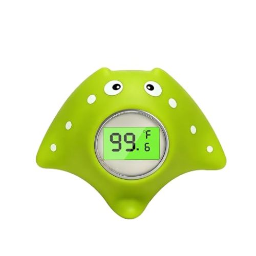 Floating Baby Bath Thermometer for Bathtub, Manta Ray Shaped Digital Water Temperature Thermometer Baby Safety with Large Easy-Read LCD Display, ±1℉ Accuracy, Baby Bath Essentials