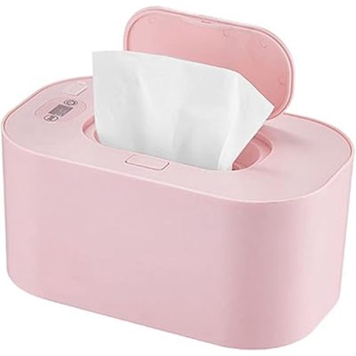 Plplaaoo Portable USB Baby Wipe Warmer with Temperature Display – 3 Temperature Modes Large Capacity Wet Wipes Dispenser for Diapers, Even Heating Baby Wipes Heater for Home, Car & Travel (Pink)