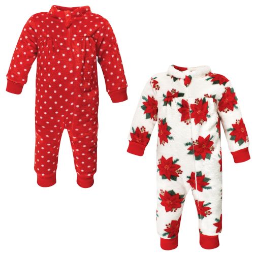 Hudson Baby Infant Girls Plush Jumpsuits, Poinsettia