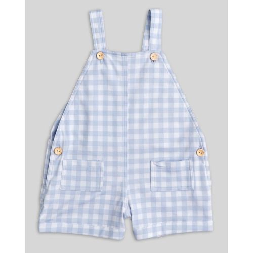Nico Baby Boy Pima Cotton Gingham Overall- Blue
