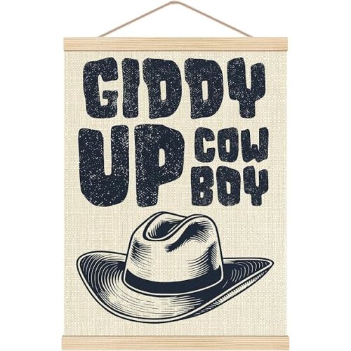 HKTZM Giddy Up Cowboy Wooden Poster Hangers 12.5×17 Inch,Cowboy Poster Hanger Frame,Western Hanging Frames,Funky Western Art Room Decor