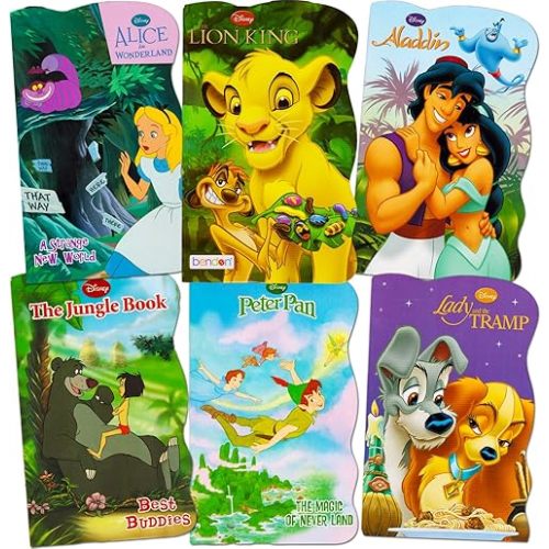 Disney Baby Toddler Beginnings Board Books Super Set (Bundle of 6 Toddler Books - Aladdin, The Lion King, Peter Pan, The Jungle Book, Lady and The Tramp and Alice in Wonderland) Board book
