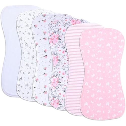 6 Pack Cotton Baby Burp Cloths Extra Absorbent Soft for Baby Boys and Girls