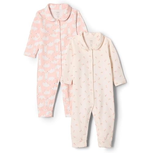 Amazon Essentials x Sofia Grainge Unisex Babies' Cotton Footless Sleepsuit, Pack of 2