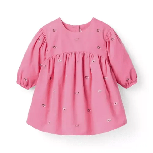 Girl Camellia Pink The Floral Embroidered Corduroy Dress by Janie and Jack