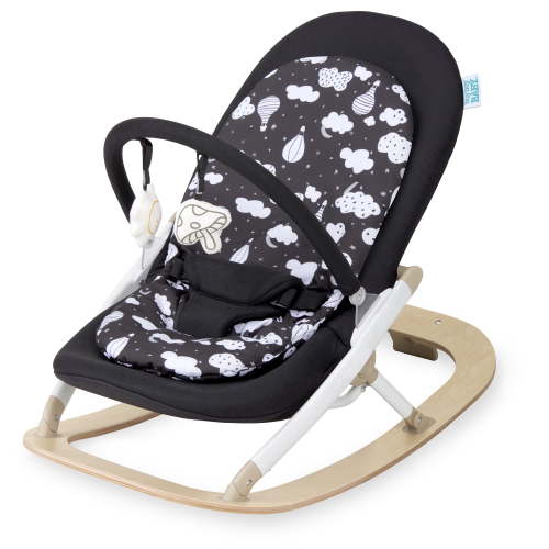 Dream On Me SleekSway Portable Rocker Chair, Black White, Adjustable Baby Bouncer