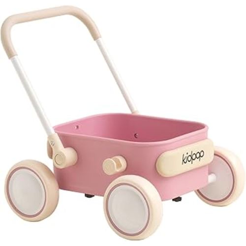 PULA Baby Push Walker with Wheels Toddler Wagon for First Learner Baby Toys 6-12 Months, 1 Year Old Birthday Gifts, Indoors and Outdoors (Pink)