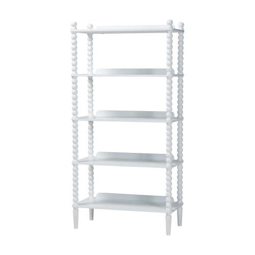 Baxton Studio Lucera Five Tier Wood Bookcase with Turned Spindle Posts Farmhouse Style