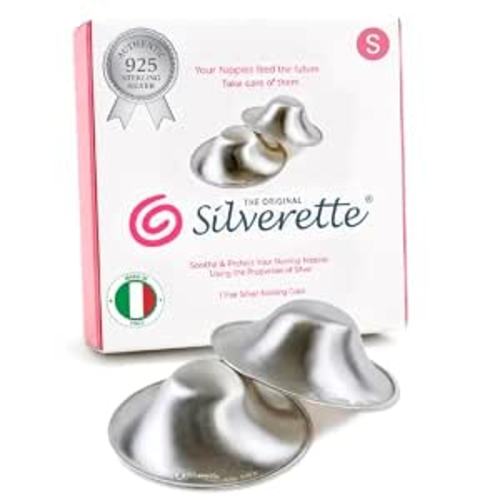 Silverette Nursing Cups, Postpartum Essentials, The Real, Small Silver | Pure 925 Sterling Silver Nursing Cups, Nipple Shields for Breastfeeding Newborn, Silver Nipple Covers, Made in Italy, Gift