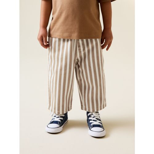 Tan/White Stripe Pull On Wide Trousers (3mths-7yrs)