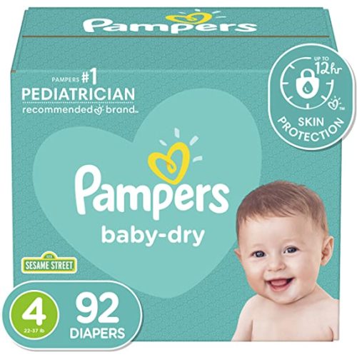 Diapers Size 4, 92 Count - Pampers Baby Dry Disposable Baby Diapers, Super Pack - Size 4 (92 Count)