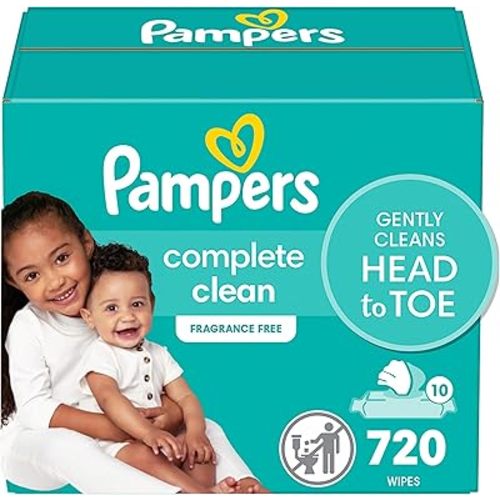Pampers Complete Clean Baby Wipes - Fragrance Free 10 Packs (Count of 720)