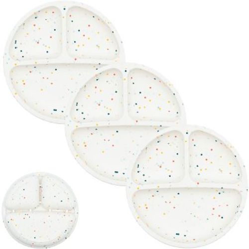 WeeSprout Toddler Plates, Silicone Divided Dishes for Toddlers and Kids, BPA-Free, 3 Pack