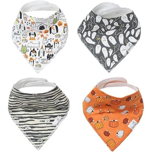 Copper Pearl Baby Bandana Drool Bibs for Drooling and Teething 4 Pack Gift Set Bones, Soft Set of Cloth Bandana Bibs for Any Baby Girl or Boy, Cute Registry Ideas for Baby Shower Gifts