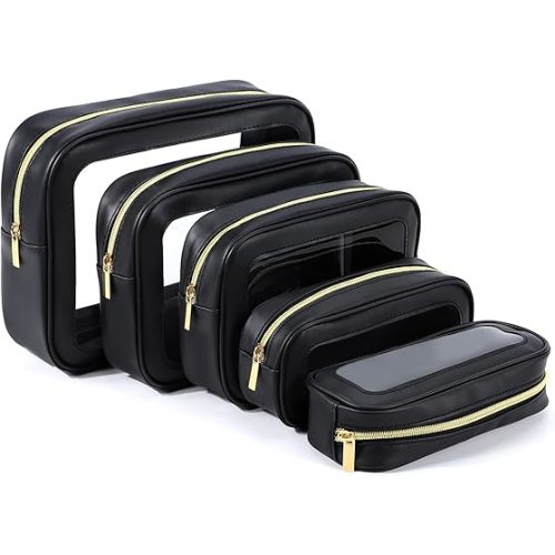 YOPCDJ 5PCS Diaper Bag Organizer Pouch Set, TSA Approved Toiletry Bag，Clear Waterproof TPU Makeup Bag Set Travel Organizer Bags for Women and Kids
