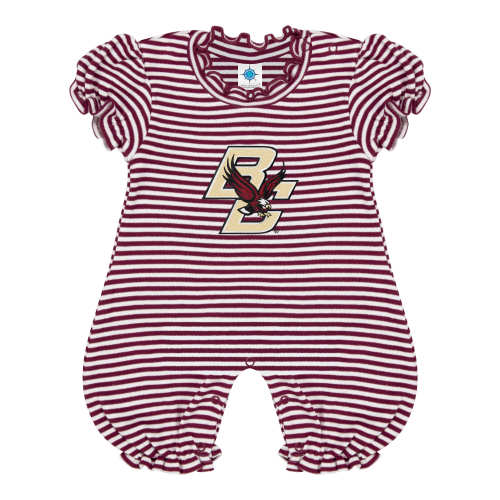Boston College Eagles Stripe Puff Sleeve Romper | College Baby