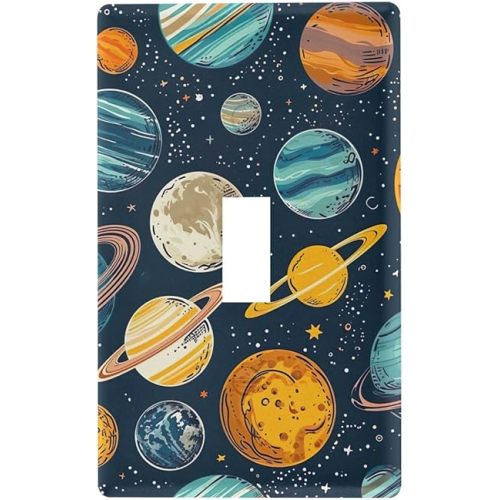 xigua Toggle Switch Wallplate Cartoon Planets Switch Wall Plate Cover,Decorative Outlet Cover Switch Cover for Home Office Bedroom 4.53" x2.76"