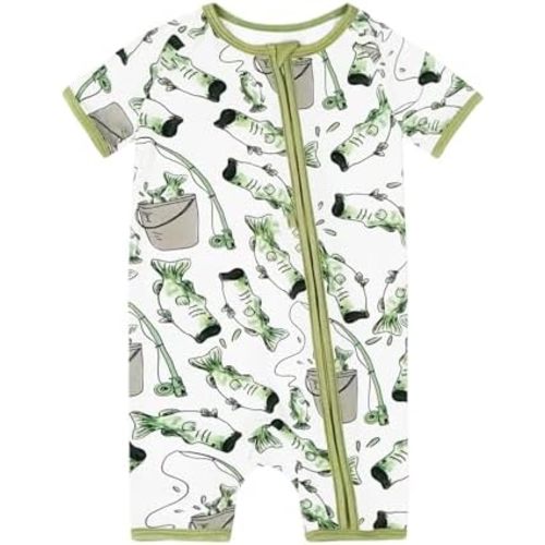 MOSSRIVER Bamboo Viscose Baby Romper Short Sleeve One Piece Footless Jumpsuit with Zipper Boys Girls Outfits