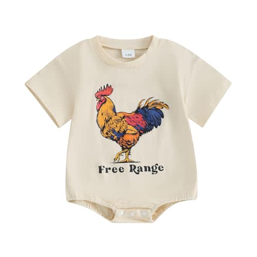Dewadbow Baby Boy Girl Summer Clothes Free Range Romper Bodysuit Short Sleeve Funny Chicken Lover Gift Infant Bodysuits