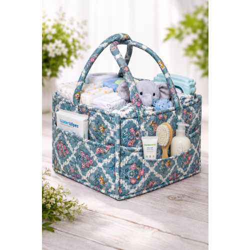Floral Print Nappy Caddy, Diaper Caddy Organizer, Baby Shower Gift, portable Changing Storage Basket,