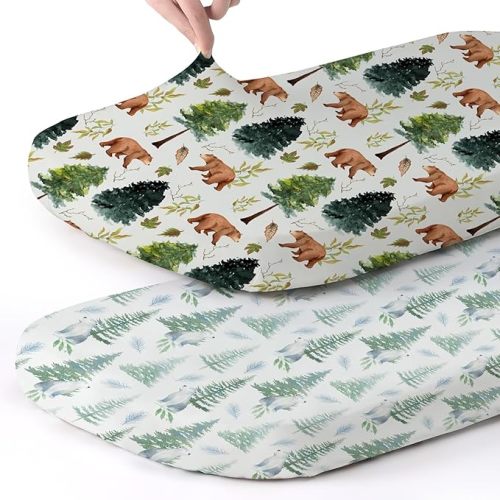 Stretch Fitted Bassinet Sheet Set BROLEX 2 Pack Cradle Sheets for Bassinet Pad/Mattress,Unisex Boys Girls,Ultra Soft,Brown Polar Bears