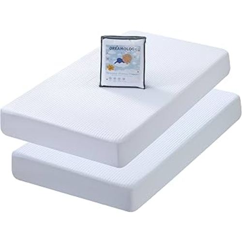 Dreamology Crib Mattress Protector Waterproof,Crib Mattress Pad Cover,2 Pack,100% Waterproof, Noiseless & Machine Wash Standard Mattress Protector Sheet,Quilted Mattress Protector, 52" x 28"