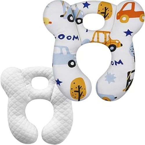 Baby Travel Pillow, Upgrade U-Shape Infant Pillow for Car Seat Pushchair and Stroller, Soft Comfortable Sleep Cushion for Kids Newborn and Toddler -Car White