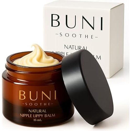 BUNI Premium Nipple & Lip Balm - Natural Lanolin-Free Cream Safe for Breastfeeding & Postpartum Care. Multi-Use Moisturizer for Dry, Cracked & Sore Skin. No Wipe Off, Unscented, Hypoallergenic, 0.5 oz