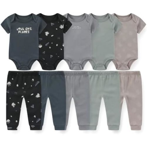 Unisex Baby Bodysuits and Pants Set 10 Pack Cotton Soft Infant Outfit New born Baby Boy Girl Clothes