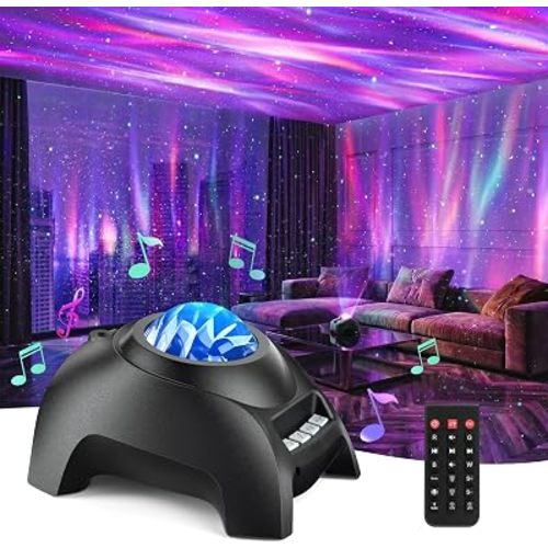 Northern Galaxy Light Aurora Projector, Star Projector with 33 Light Effects, Starry Nebula LED Lamp for Bedroom with Remote Control, White Noise, Kids/Adults Room Decor, Bluetooth Speaker for Parties