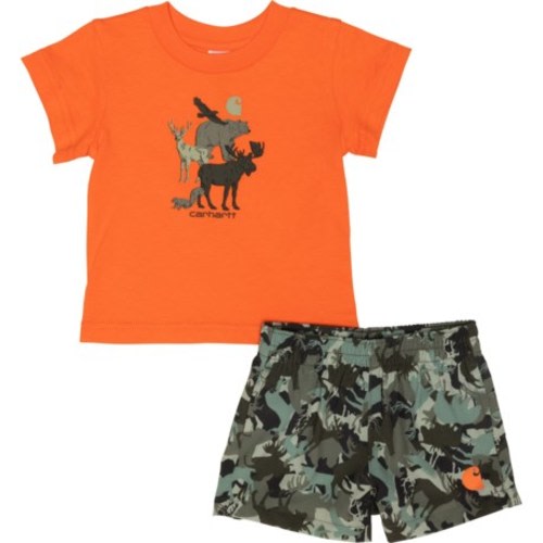 Carhartt Infant Boys CG8978 Graphic T-Shirt and Woven Camo Shorts Set - Short Sleeve