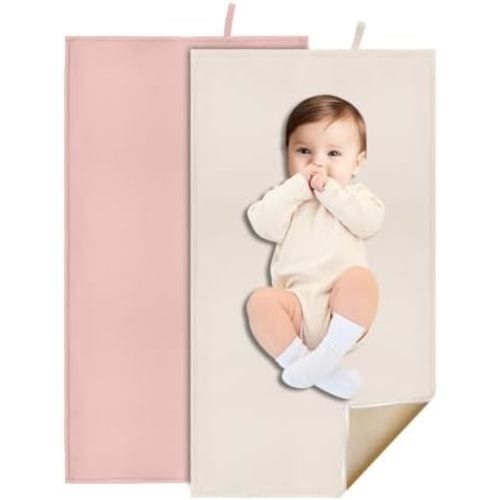 2 Pack Waterproof Diaper Changing Pad for Baby (Beige,Pink)
