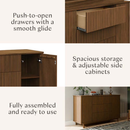 Pogo Tambour Extra Wide Assembled Dresser (58") in Natural Walnut | Over The Moon