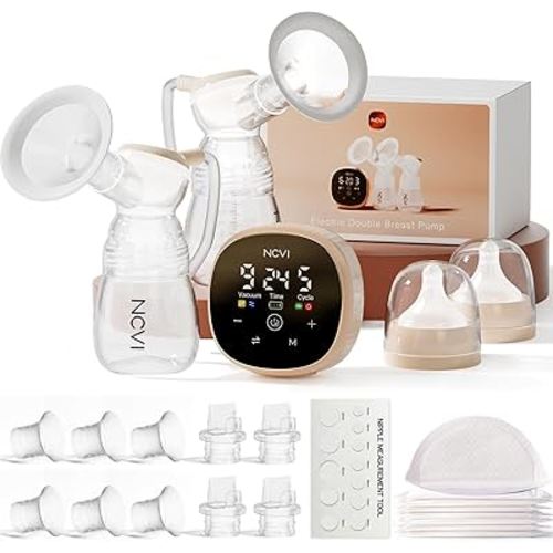 NCVI Electric Breast Pump 8132, VibeRelief Micro-Vibration Massage to Ease Discomfort, Ultra Comfortable Hospital-Grade Suction, Fully Adjustable, Rechargeable Portable Pump for Breastfeeding Moms