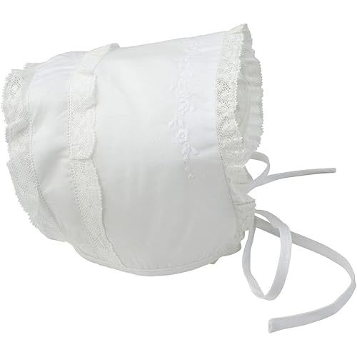 Feltman Brothers Newborn Girls White Lace Trimmed Baby Bonnet