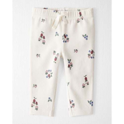 Baby Girl Organic Cotton Ribbed Knit Pants in Berry Blossom Print - Little Planet | Carter's