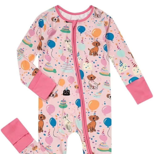 Teach Leanbh Unisex Baby Bamboo Viscose Pajamas with Mittens and Feet Cuffs Soild Printing 2 Way Zipper Long Sleeve Romper