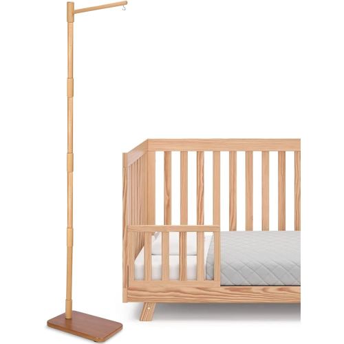 Floor-Standing Crib Mobile Arm - 65 Inch Mobile Arm for Crib - Mobile Stand for Crib - 100% Beech Wood - Movable Baby Mobile Hanger with Strong Anti-Dumping Attachment - Easy Assembly - Nursery Decor