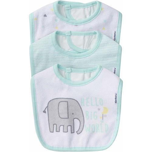 Gerber Baby 3-Pack Dribbler Bib, Elephant Dream, One Size