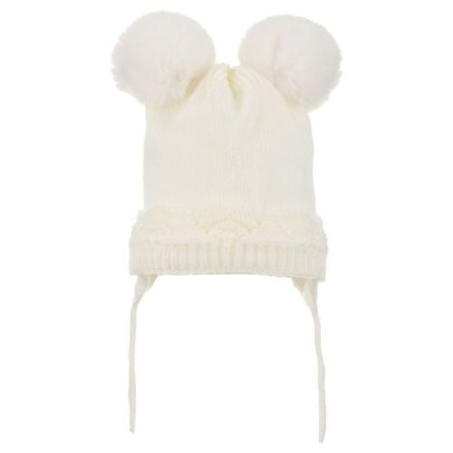 Wear Sierra Infant Knitted Winter Beanie with Pompom "Ears" For Girls Cream For girls 0-18 Months