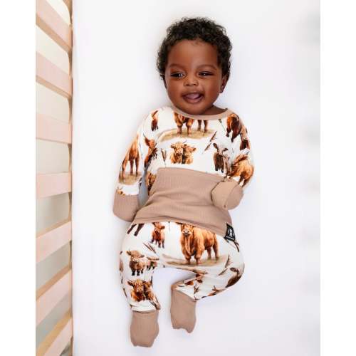 Front Opening Ready Set Romper® in Highland Dreams & Ribbed Sandstone