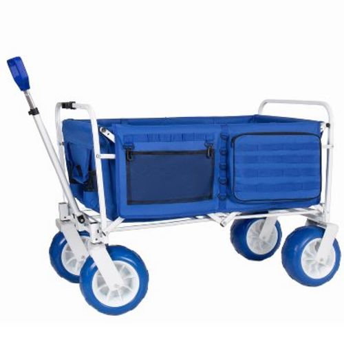 GDFStudio Zora Heavy-Duty All-Terrain Beach Wagon with Insulated Bags, Blue