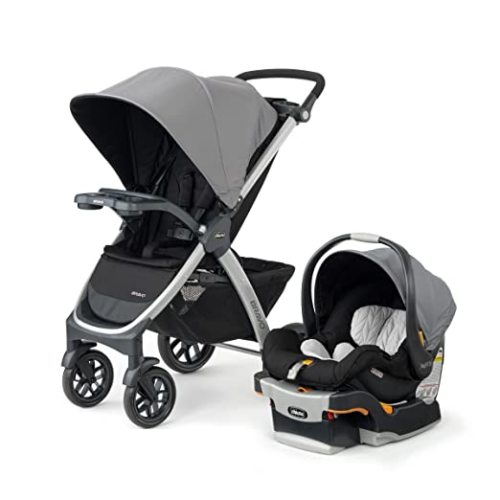 Chicco Bravo 3-in-1 Trio Travel System, Bravo Quick-Fold Stroller with KeyFit 30 Infant Car Seat and Base, Camden/Black