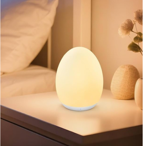 MediAcous Night Light for Kids, Baby Egg Light for Nursery, 7 Colors Changing & Stepless Dimming, Soft Silicone Touch Night Lamp with 1 Hour Timer, Rechargeable Nursery Night for Breastfeeding