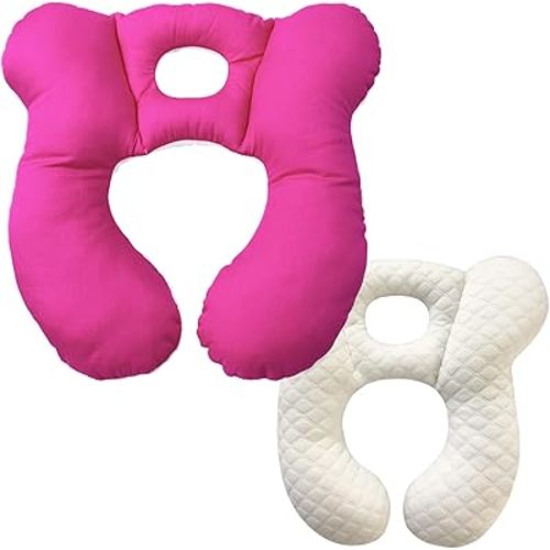 Baby Travel Pillow, Infant Kid's Cushion Soft and Skin Friendly for Car Seat, Pushchair and Stroller (Rose Red)