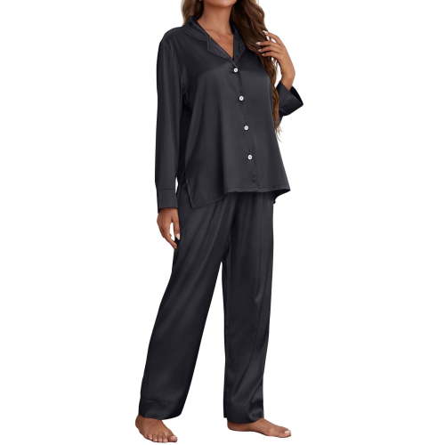 SUNBS Pajamas For Women Set Silky Satin Two Piece Outfits For Women Long Sleeve Nightwear Loungewear
