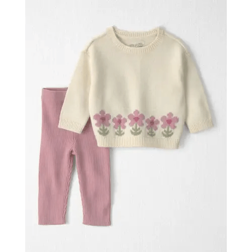 Baby Girl 2-Piece Organic Cotton Sweater Knit Top & Pant Set - Little Planet | Carter's