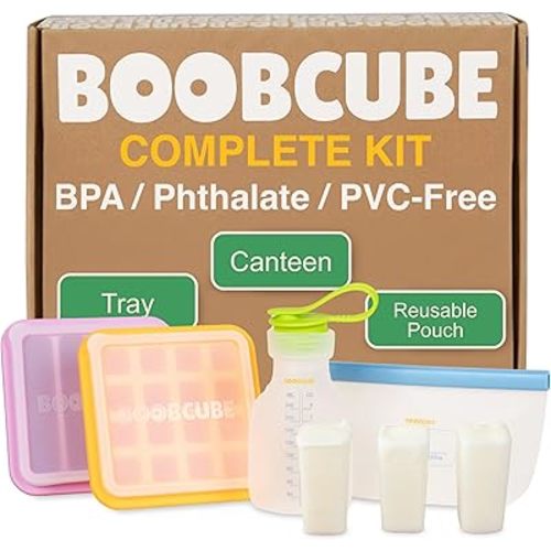 Breastmilk Storage Reusable Freezer Trays with Lid | Baby Food Cube 4pcs Complete Kit | 16 and 4-Cubes Silicone Durable Ultra Leak-Proof